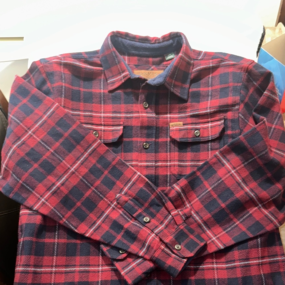 Orvis Red and Black Plaid Shirt